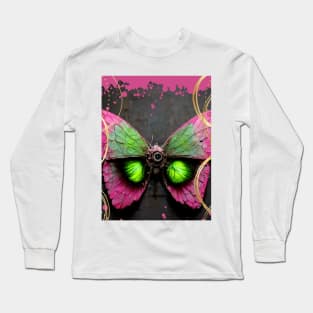 Neon Pink and Green Butterfly Long Sleeve T-Shirt